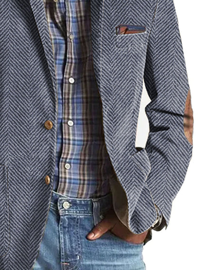 Elon - Blazer Casual In Pelle Scamosciata Con Motivo a Spina Di Pesce