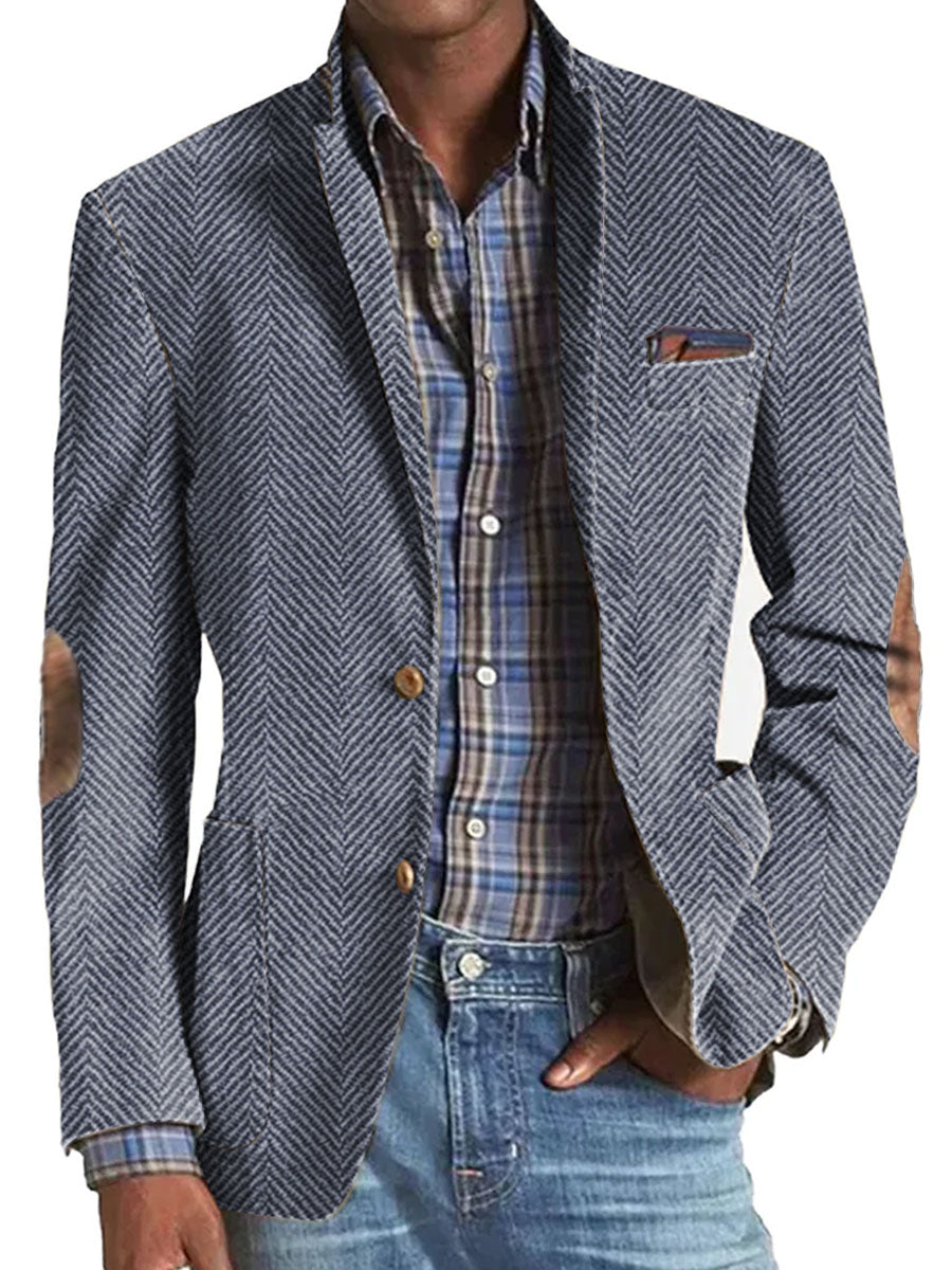 Elon - Blazer Casual In Pelle Scamosciata Con Motivo a Spina Di Pesce