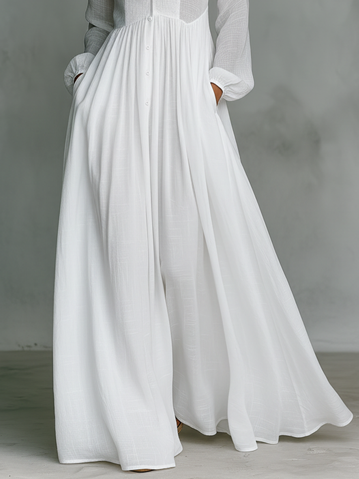 Sheilan - Elegante Abito Lungo Con Bottoni