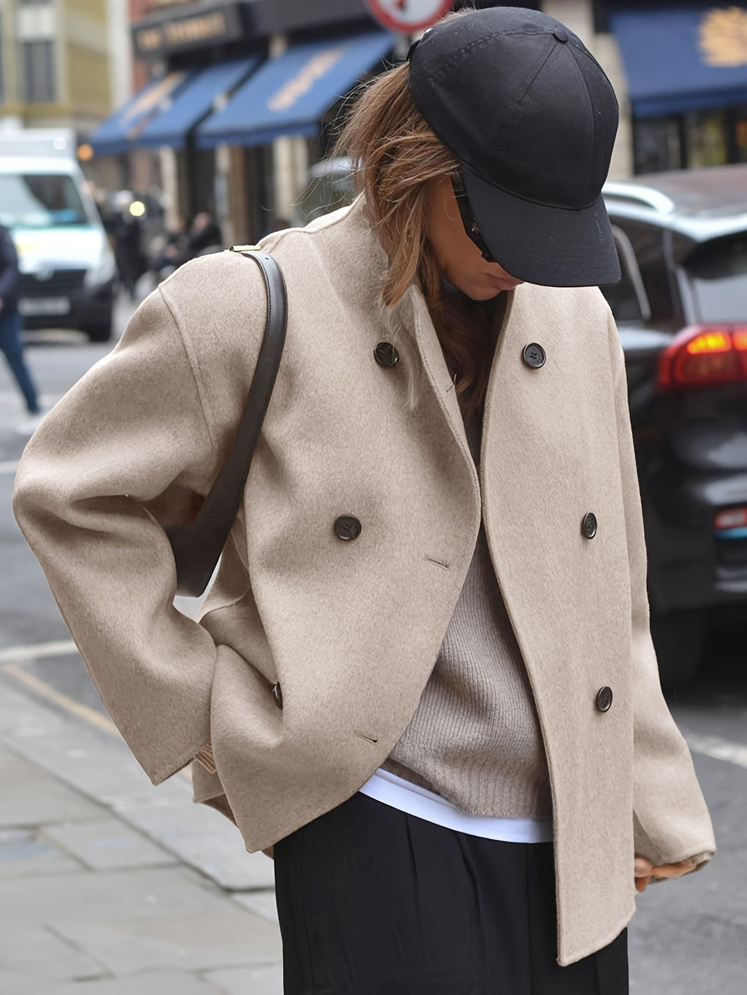 Deanne - Elégant Cappotto Doppiopetto Beige