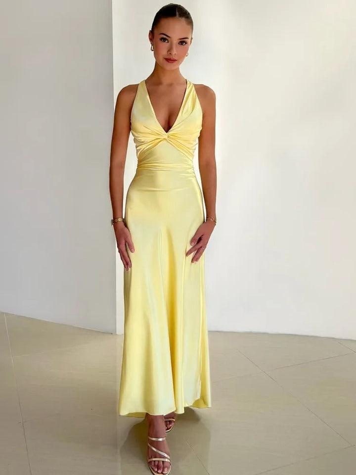 Fabiola - Elegante Abito Lungo Senza Maniche Con Scollo A V