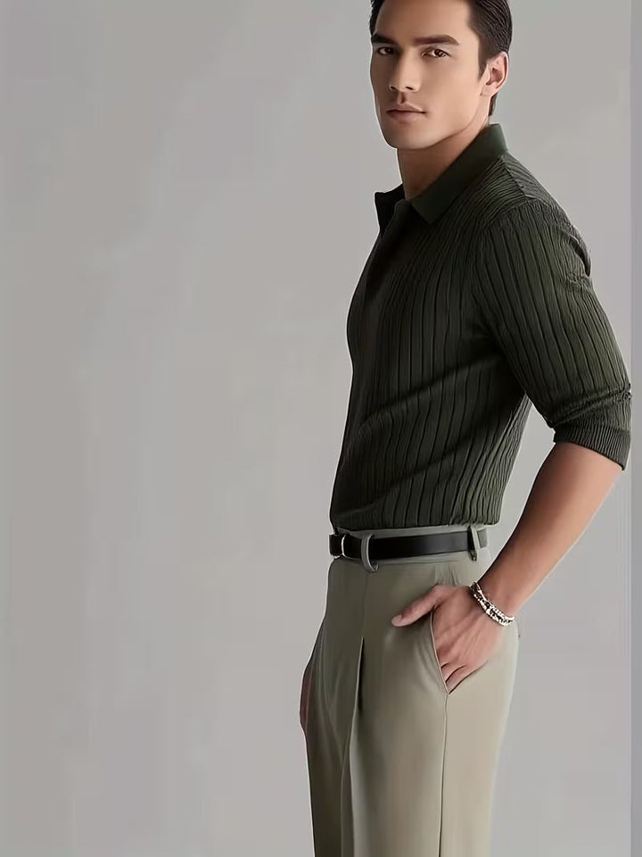 Kaeran - Elegante Maglione Polo in Maglia a Coste