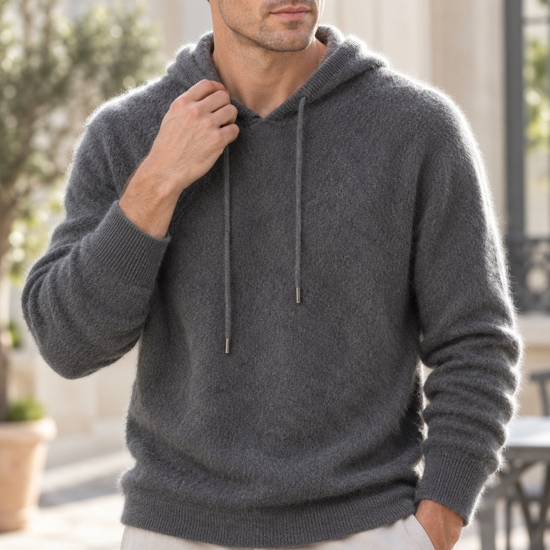 Fynch - Felpa con Cappuccio in Maglia Con Coulisse e Polsini a Costine