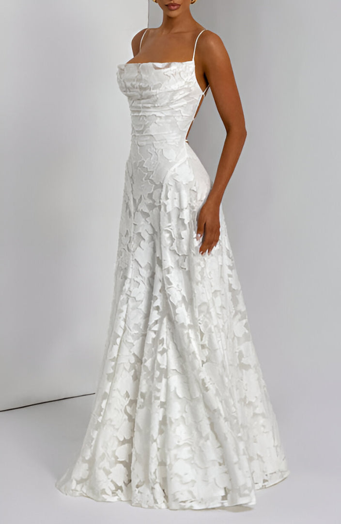 Alona - Elegante Abito Lungo Con Corsetto In Pizzo