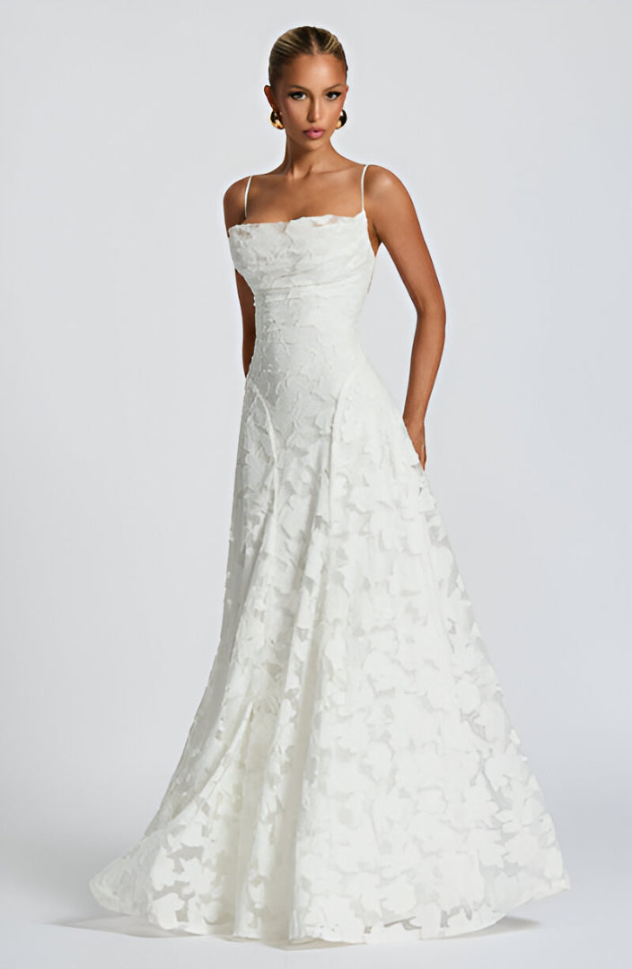 Alona - Elegante Abito Lungo Con Corsetto In Pizzo