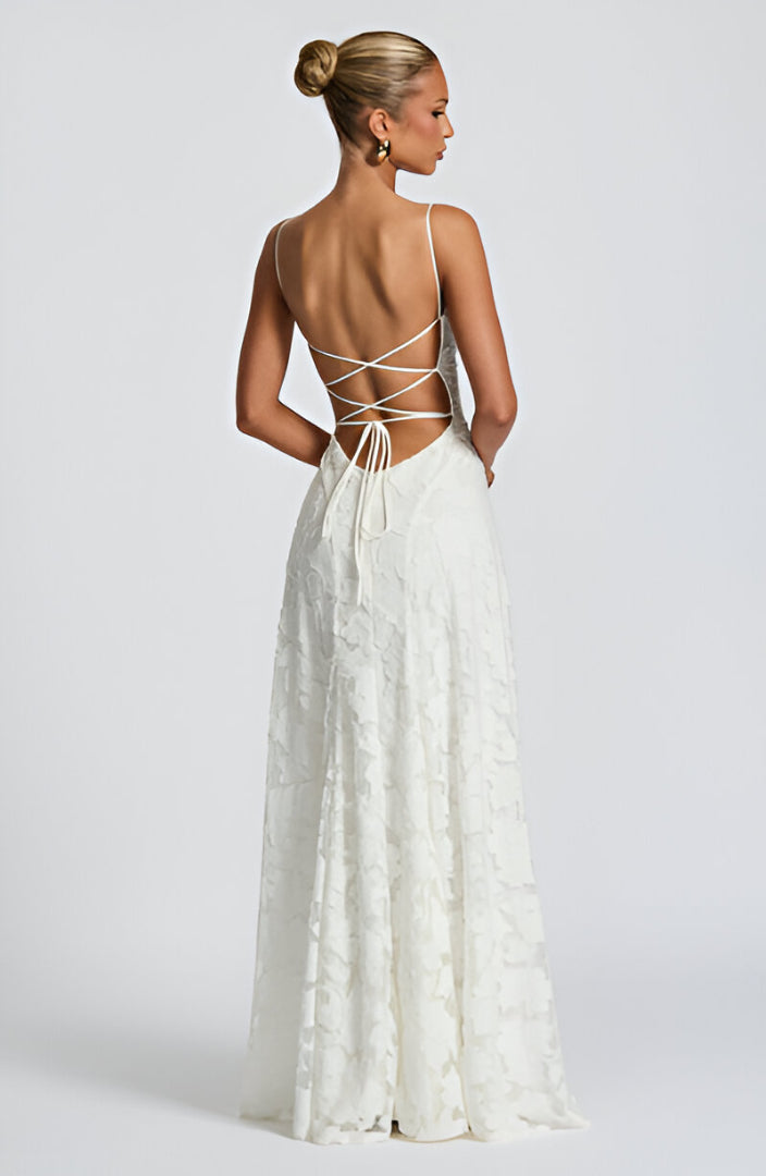 Alona - Elegante Abito Lungo Con Corsetto In Pizzo