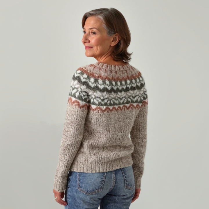 Cafferata - Maglione Classico Islandese In Lana Lavorato a Maglia