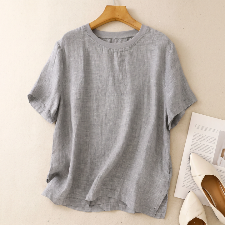Nayna - Top in Lino a Maniche Corte