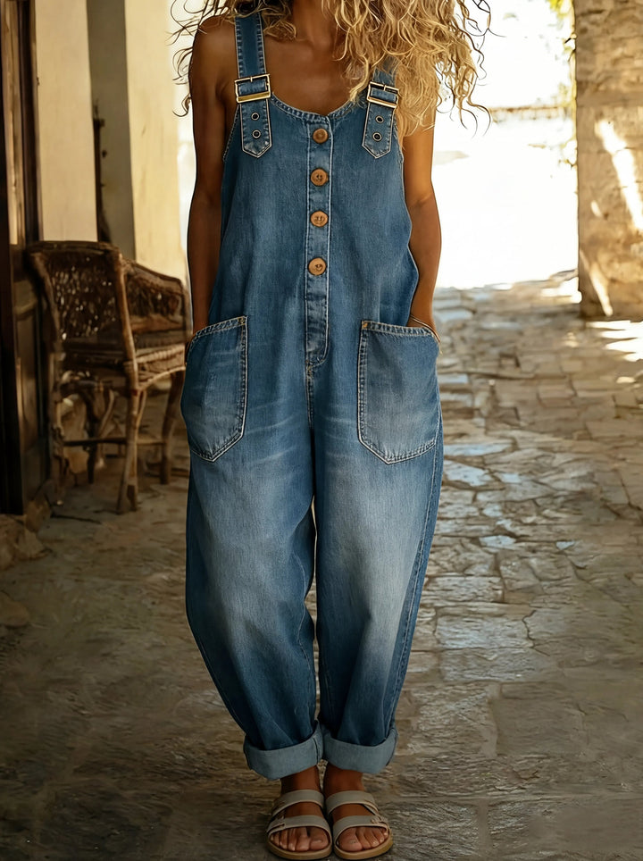 Chamodi - Tuta Casual in Denim Con Fibbia Regolabile