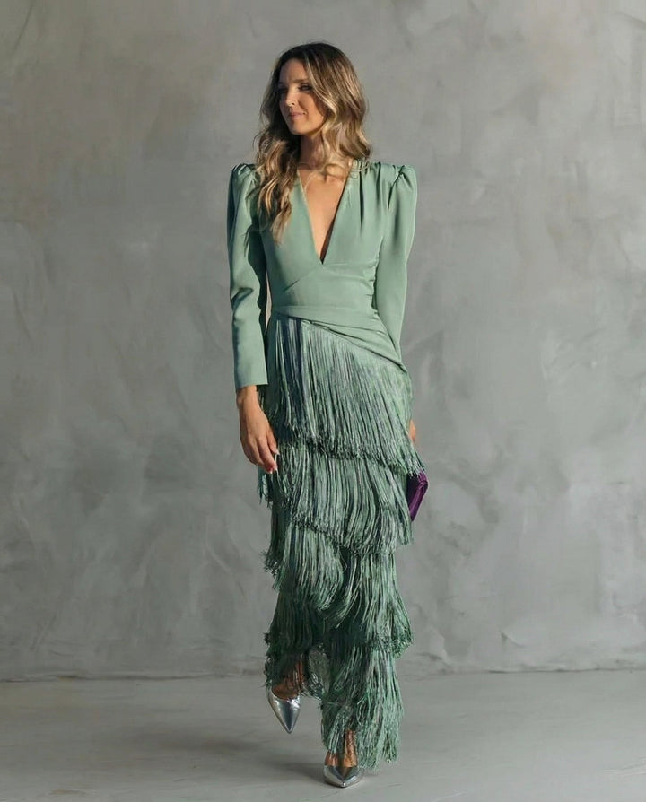 Nipuni - Abito Elegante Con Maniche a Frange