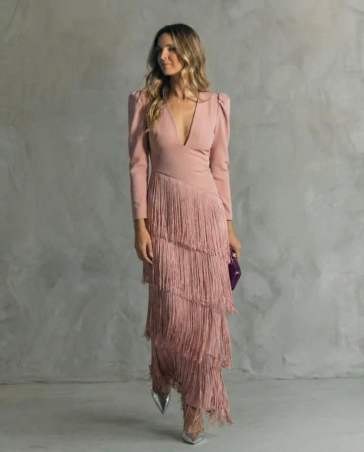Nipuni - Abito Elegante Con Maniche a Frange