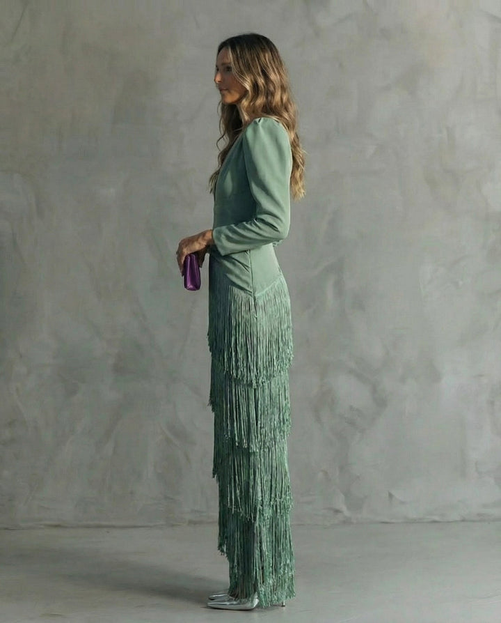 Nipuni - Abito Elegante Con Maniche a Frange
