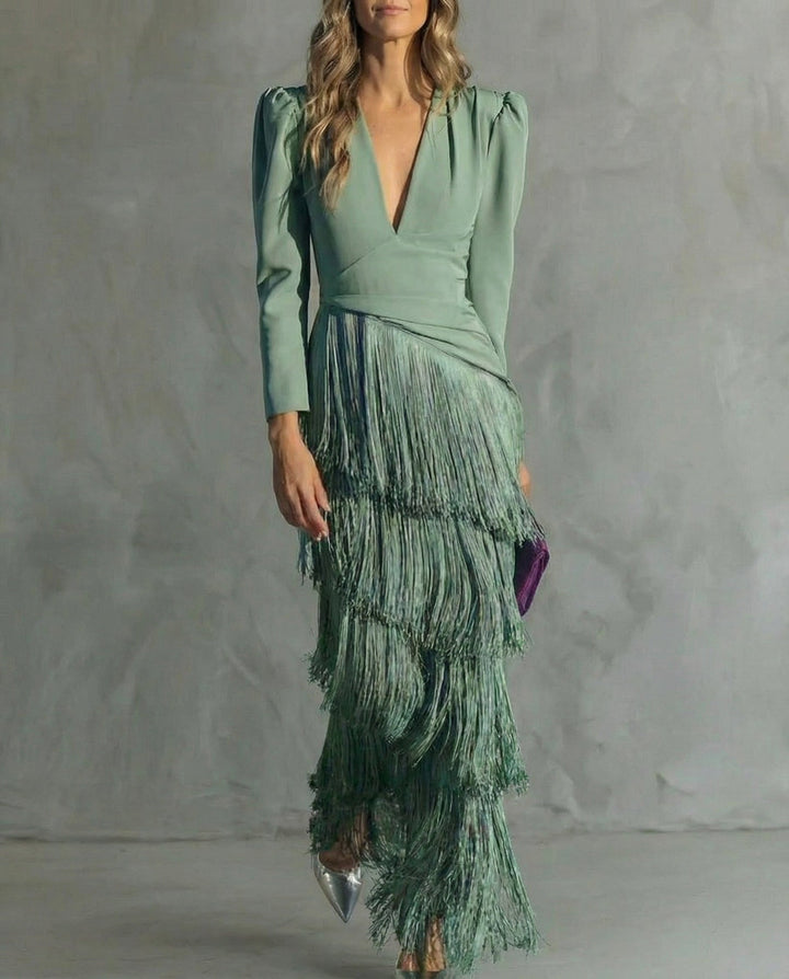 Nipuni - Abito Elegante Con Maniche a Frange