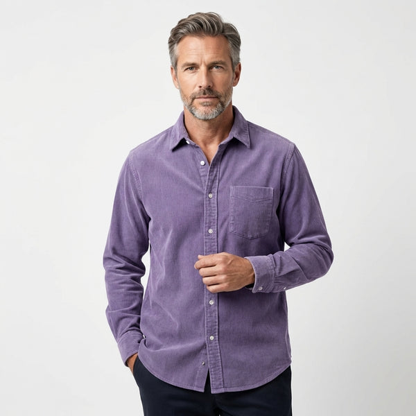 Heshan - Camicia in Velluto a Coste Con Bottoni