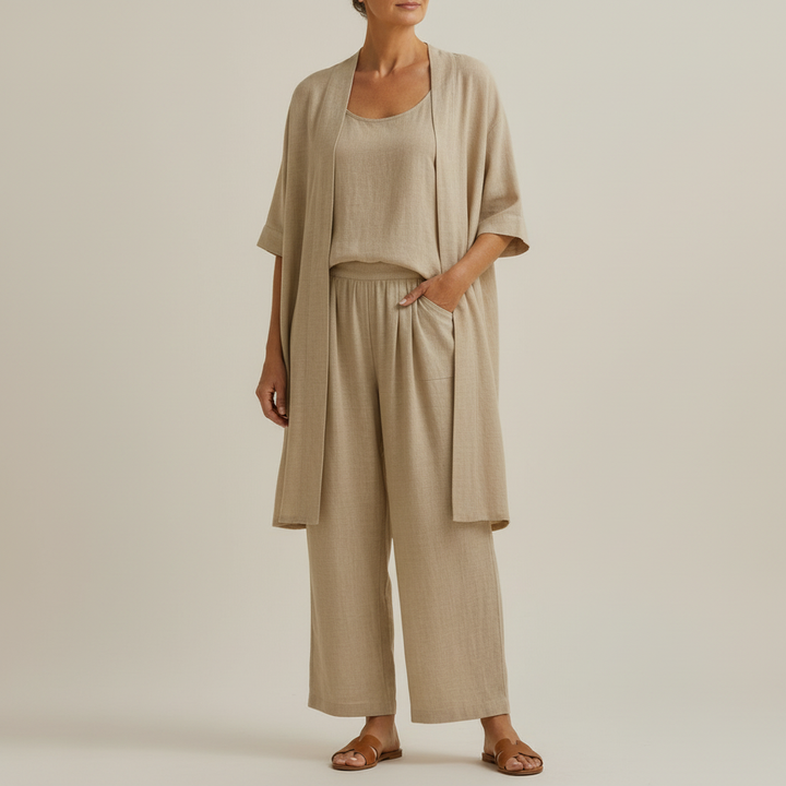 Risteena - Set Minimalista In Lino e Cotone, Composto Da Tre Pezzi