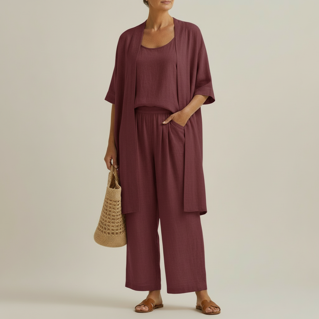 Risteena - Set Minimalista In Lino e Cotone, Composto Da Tre Pezzi