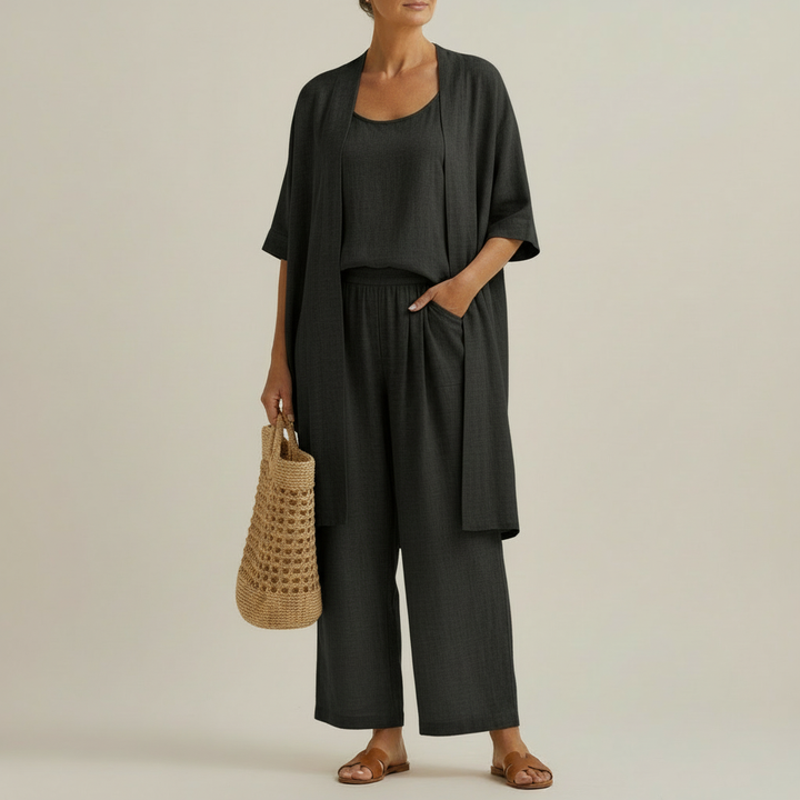 Risteena - Set Minimalista In Lino e Cotone, Composto Da Tre Pezzi