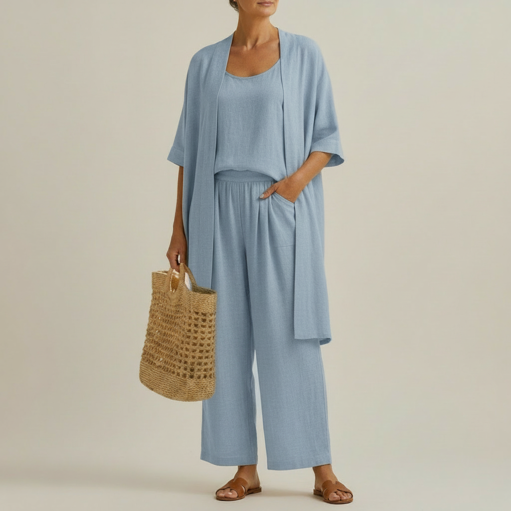 Risteena - Set Minimalista In Lino e Cotone, Composto Da Tre Pezzi