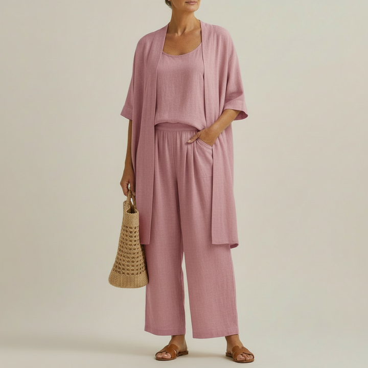 Risteena - Set Minimalista In Lino e Cotone, Composto Da Tre Pezzi