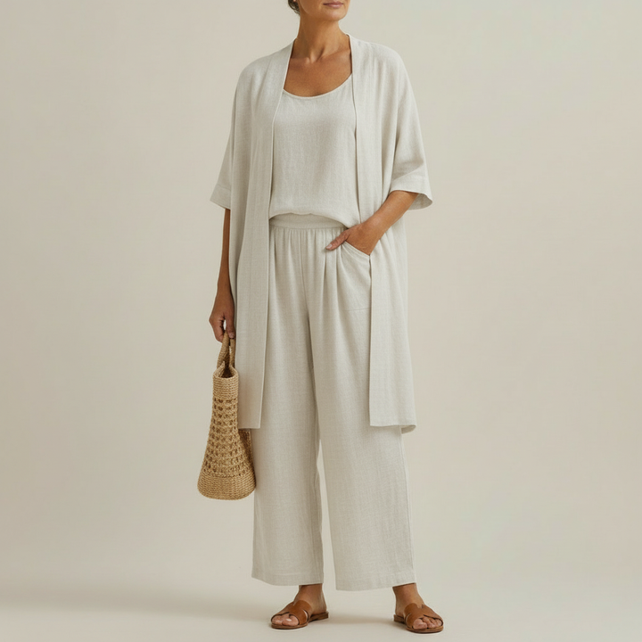 Risteena - Set Minimalista In Lino e Cotone, Composto Da Tre Pezzi