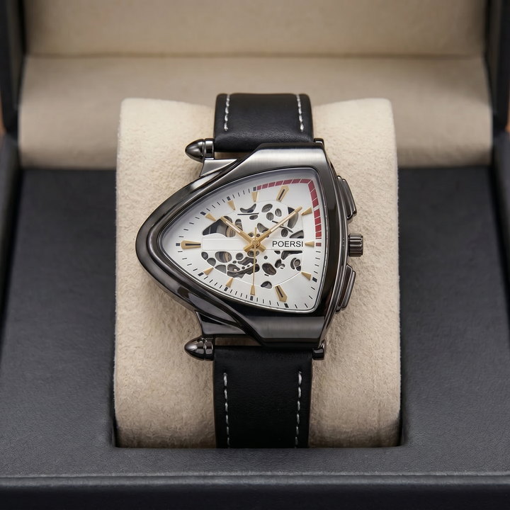 Narciso - Orologio Triangolare in Pelle Con Struttura a Scheletro
