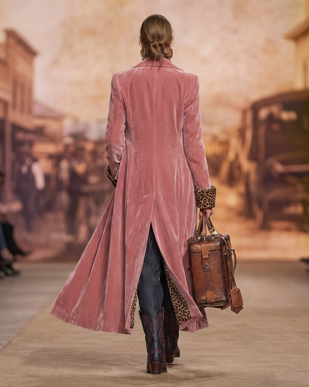 Missa - Cappotto Con Polsini E Fodera Con Stampa Leopardata