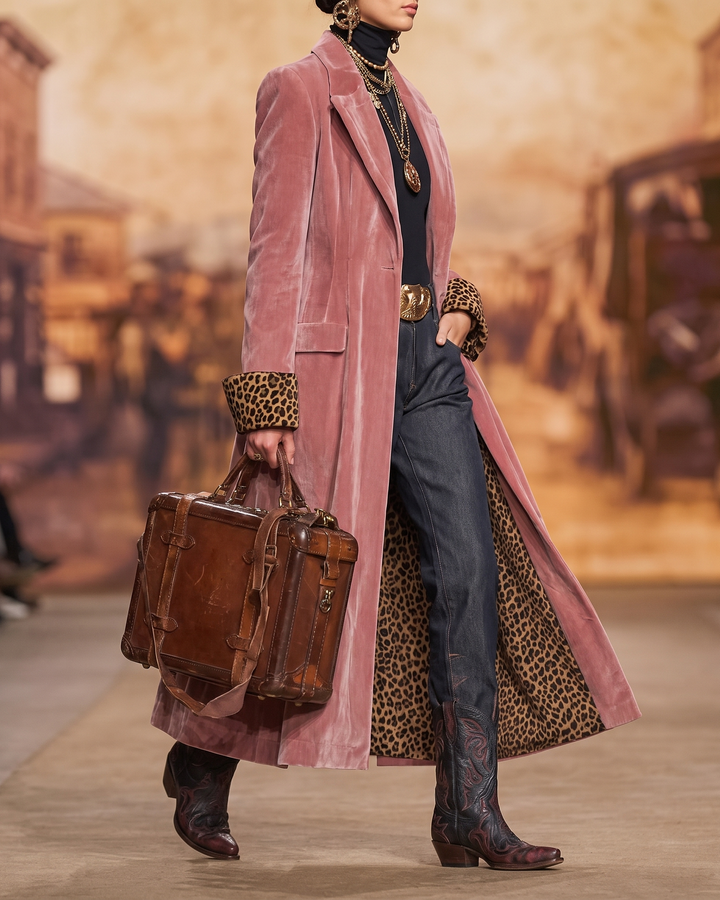Missa - Cappotto Con Polsini E Fodera Con Stampa Leopardata