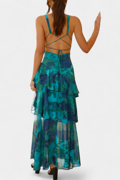 Kensie - Abito In Chiffon Con Scollo a V e Strati Fluenti