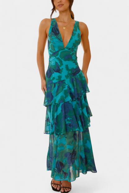 Kensie - Abito In Chiffon Con Scollo a V e Strati Fluenti