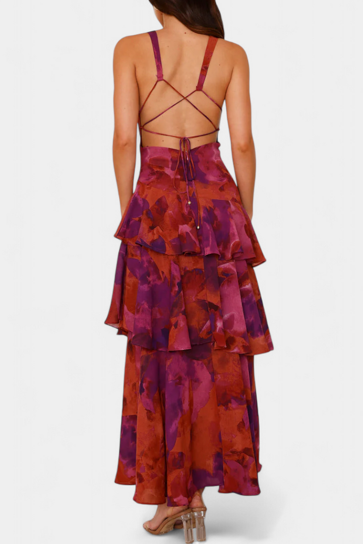 Kensie - Abito In Chiffon Con Scollo a V e Strati Fluenti