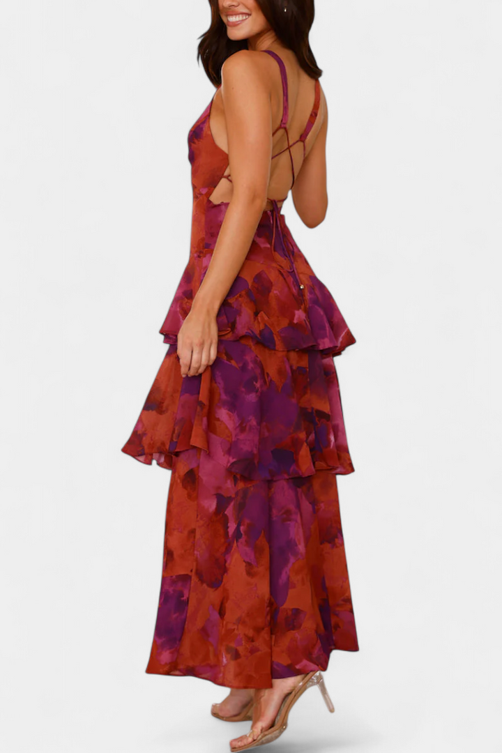 Kensie - Abito In Chiffon Con Scollo a V e Strati Fluenti