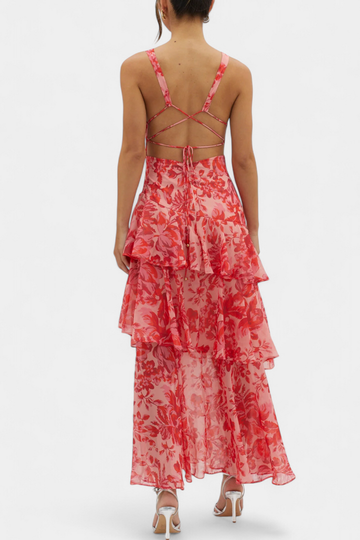 Kensie - Abito In Chiffon Con Scollo a V e Strati Fluenti