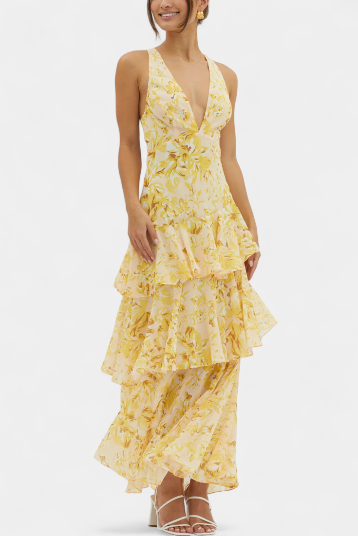 Kensie - Abito In Chiffon Con Scollo a V e Strati Fluenti