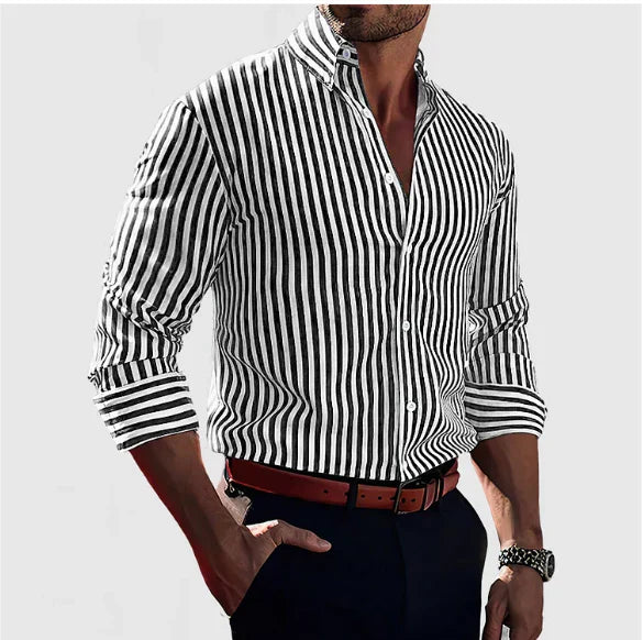 Hjalmar - Camicia Classica a Maniche Lunghe a Righe