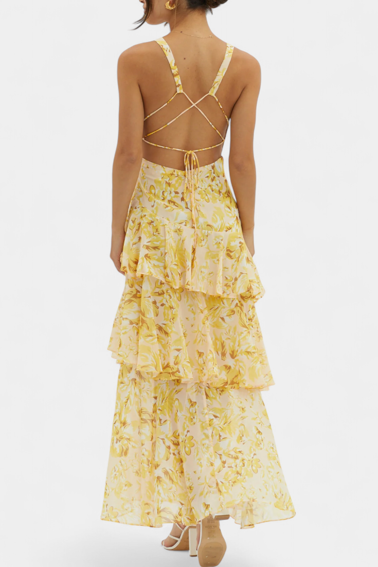 Kensie - Abito In Chiffon Con Scollo a V e Strati Fluenti