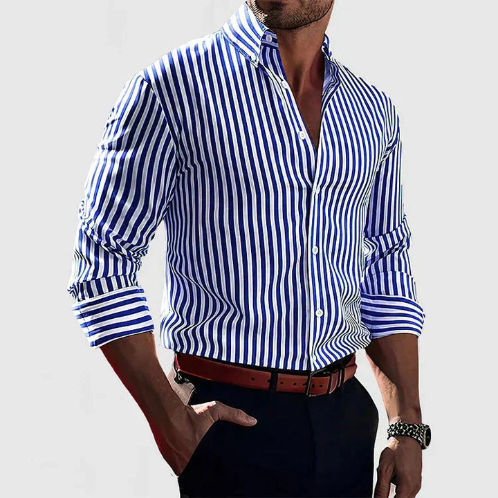 Hjalmar - Camicia Classica a Maniche Lunghe a Righe