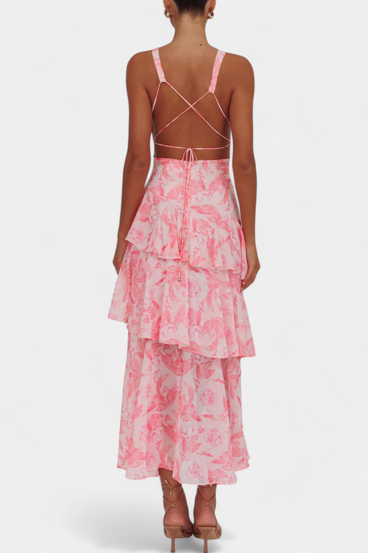 Kensie - Abito In Chiffon Con Scollo a V e Strati Fluenti