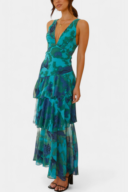 Kensie - Abito In Chiffon Con Scollo a V e Strati Fluenti