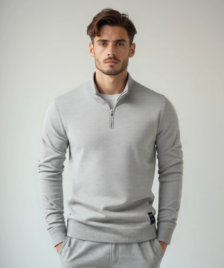 Stoyan - Maglione Lavorato a Maglia Con Mezza Zip