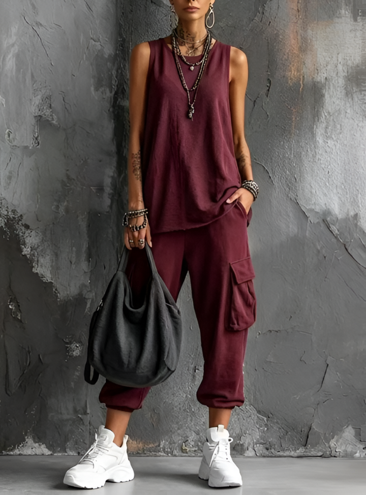 Ashlea - Set Da Casa Senza Maniche in Stile Cargo