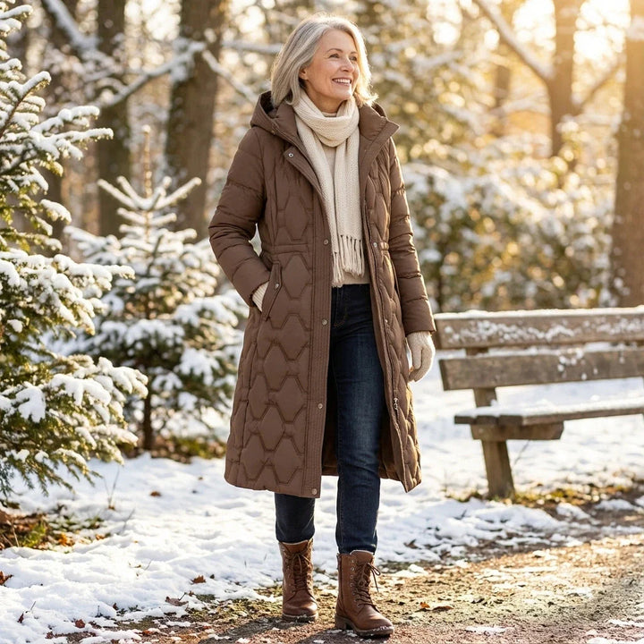 Branimira - Cappotto Lungo In Piuma Con Cappuccio
