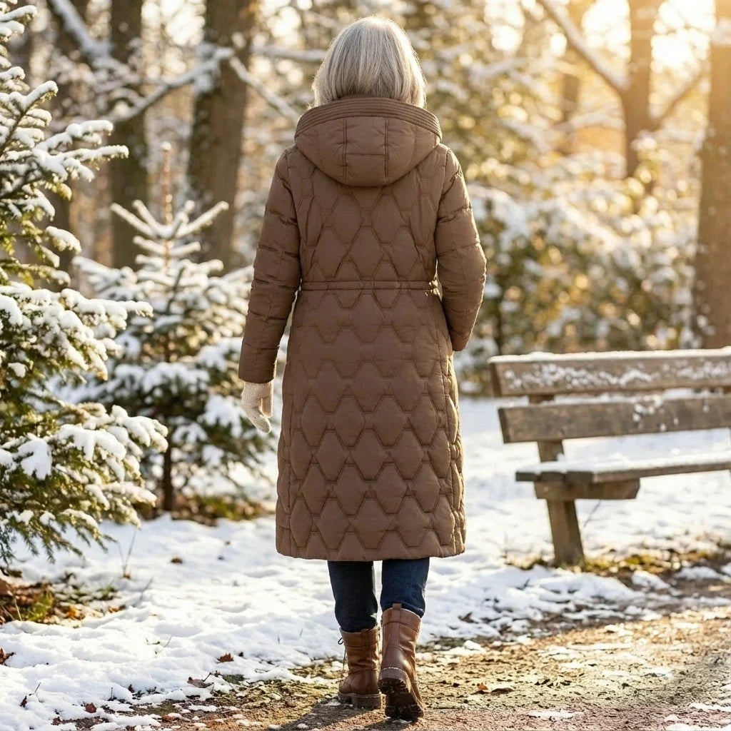 Branimira - Cappotto Lungo In Piuma Con Cappuccio