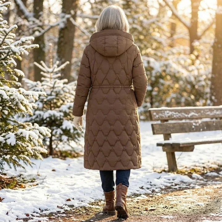Branimira - Cappotto Lungo In Piuma Con Cappuccio