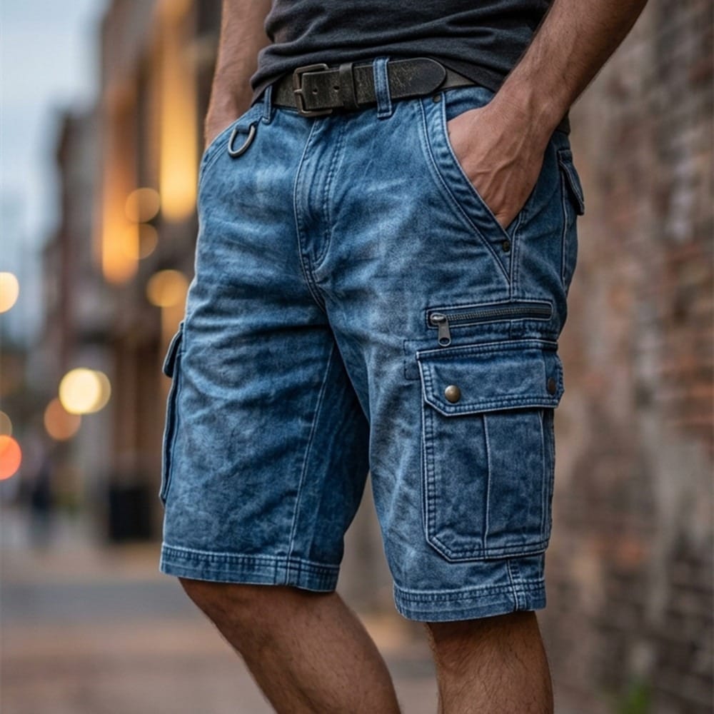 Pezeshkian - Pantaloncini Cargo in Denim Alla Moda