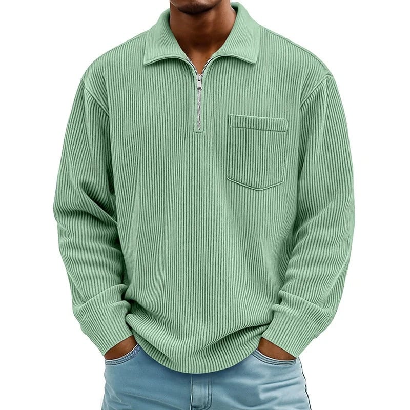 Quenton - Maglione Con Mezza zip e Tasca Sul Petto
