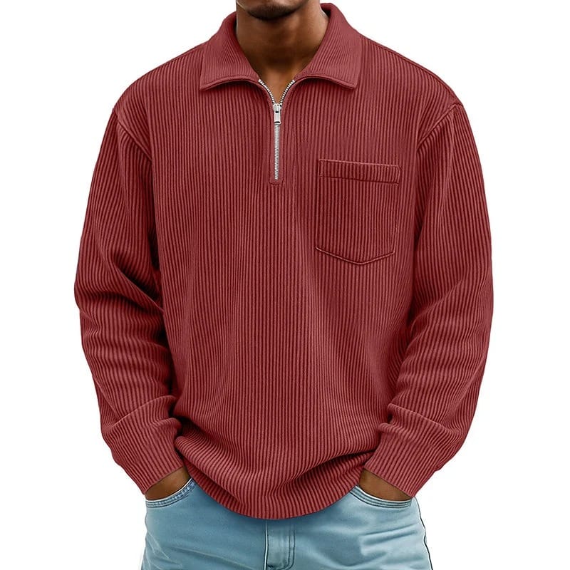 Quenton - Maglione Con Mezza zip e Tasca Sul Petto