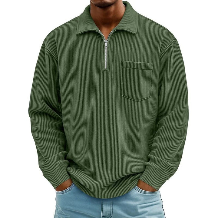 Quenton - Maglione Con Mezza zip e Tasca Sul Petto