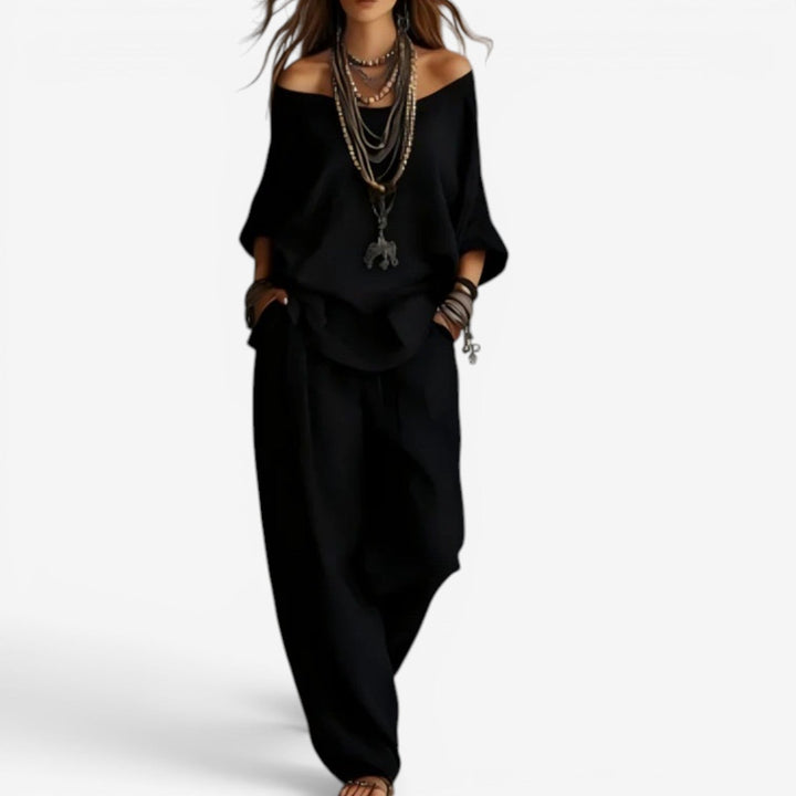 Shompa - Set Composto Da Top Oversize Con Spalle Scoperte E Pantaloni a Gamba Larga