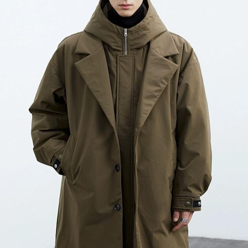 Krimz - Trench Con Cappuccio E Collo a Revers