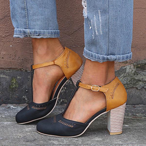 Minha - Scarpe Con Tacco Grosso e Cinturino a T